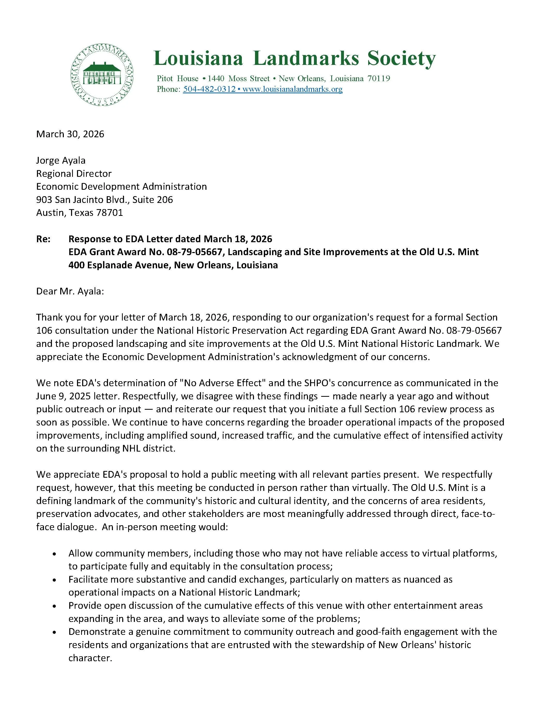 3-30-26: Response to EDA Letter