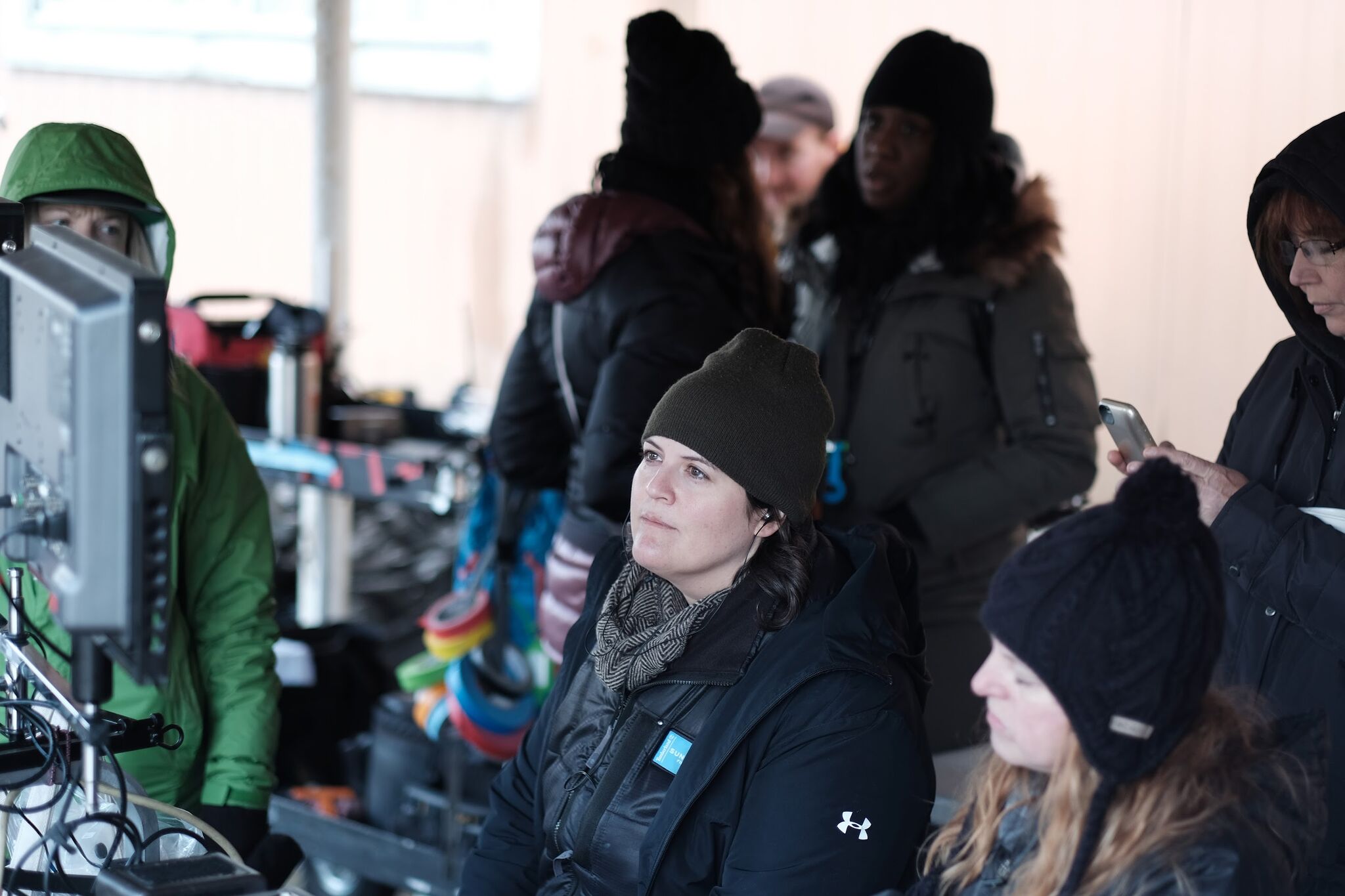 Writer/Director Megan Griffiths watching the monitor during the filming of SADIE.