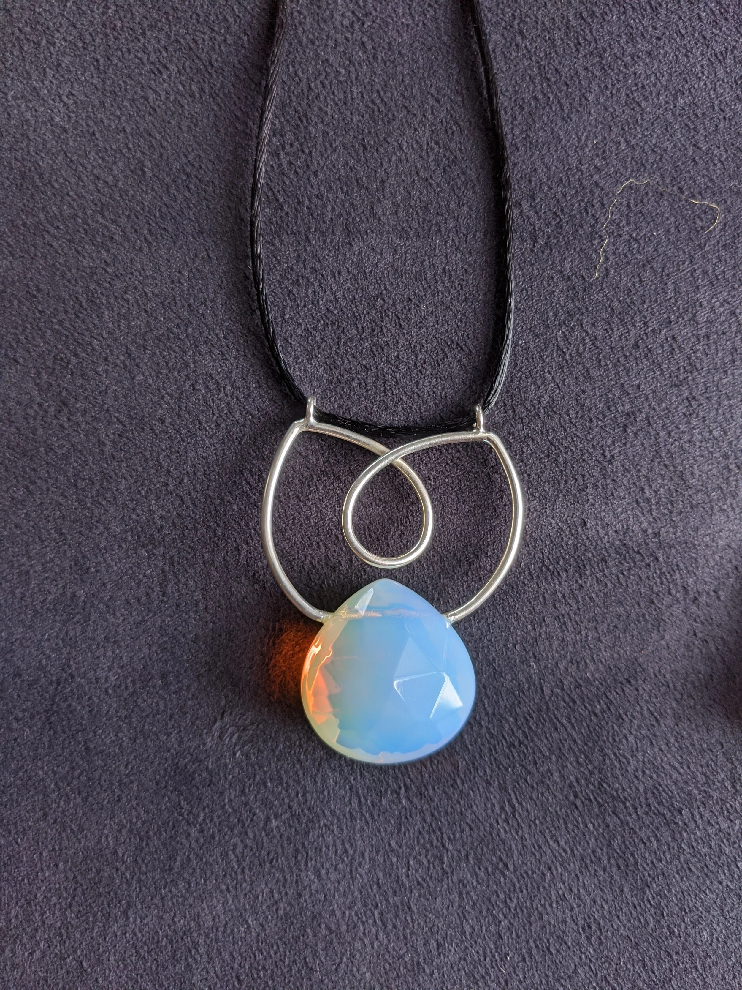 pendant "growing", silver and opalite