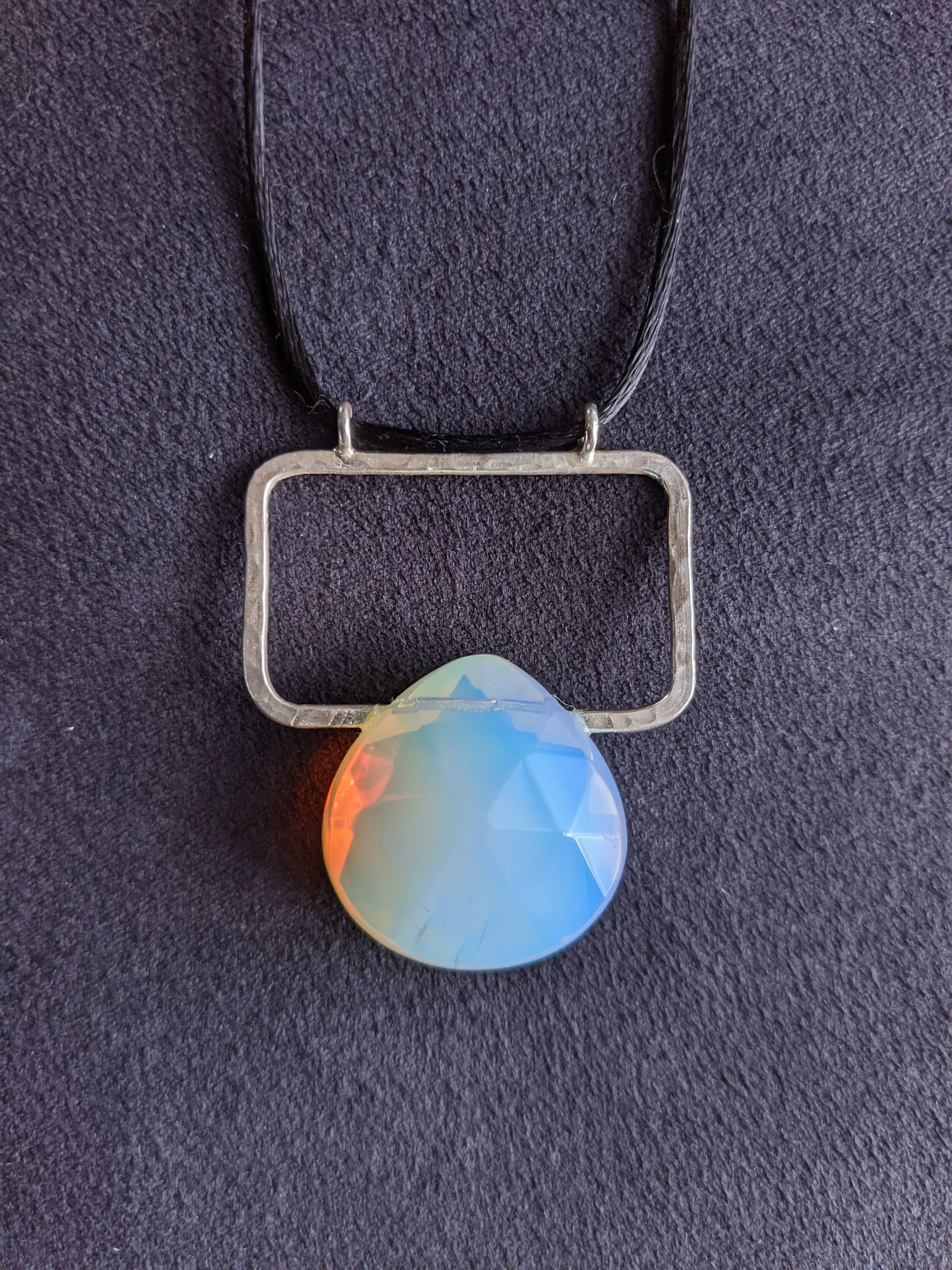 pendant "falling", silver and opalite