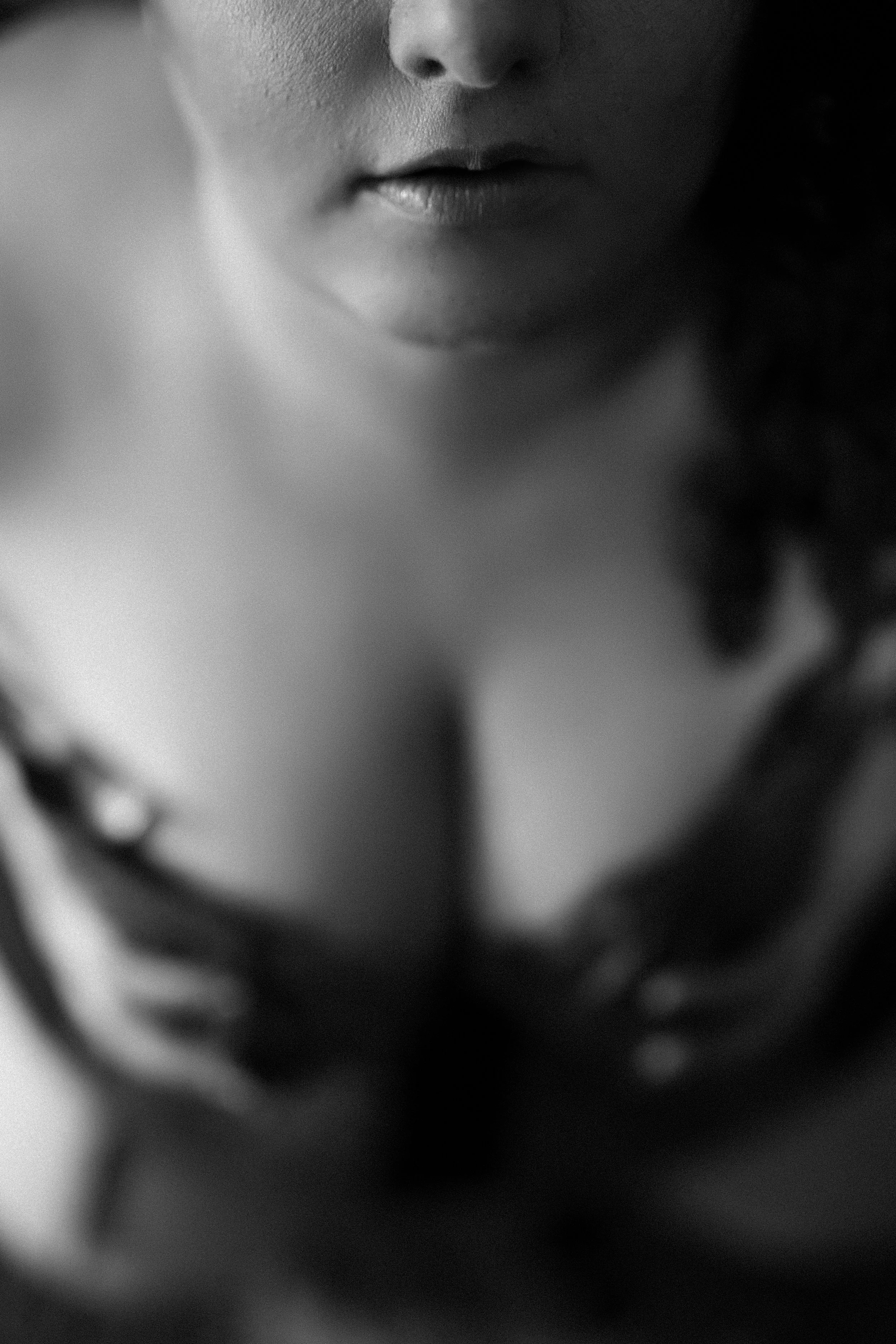 lips and cleavage