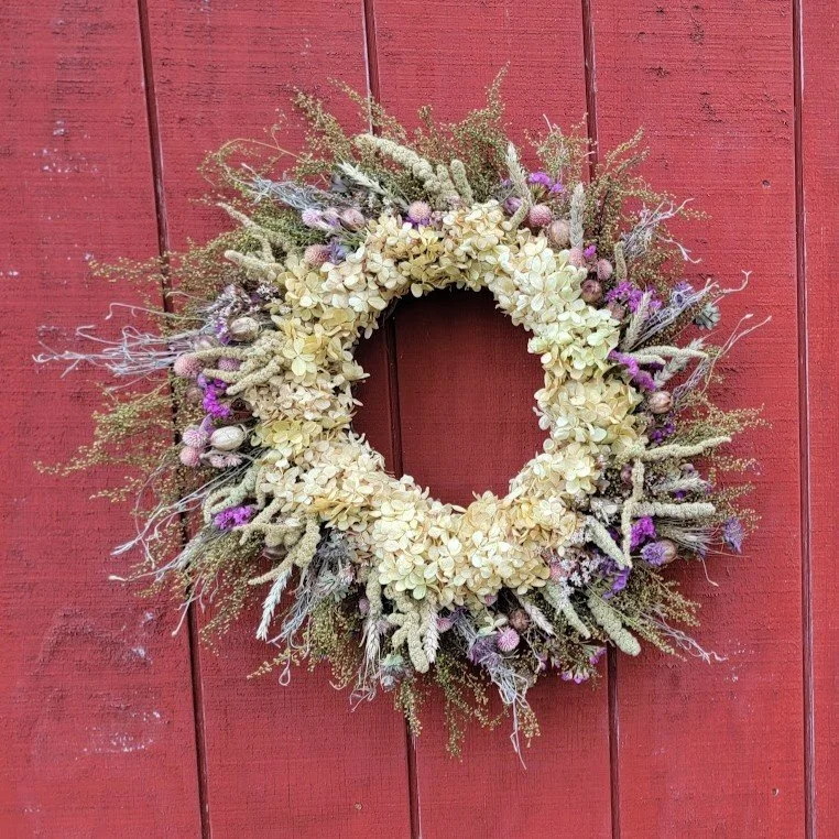 amethyst hydrangea dried flower wreath .jpg