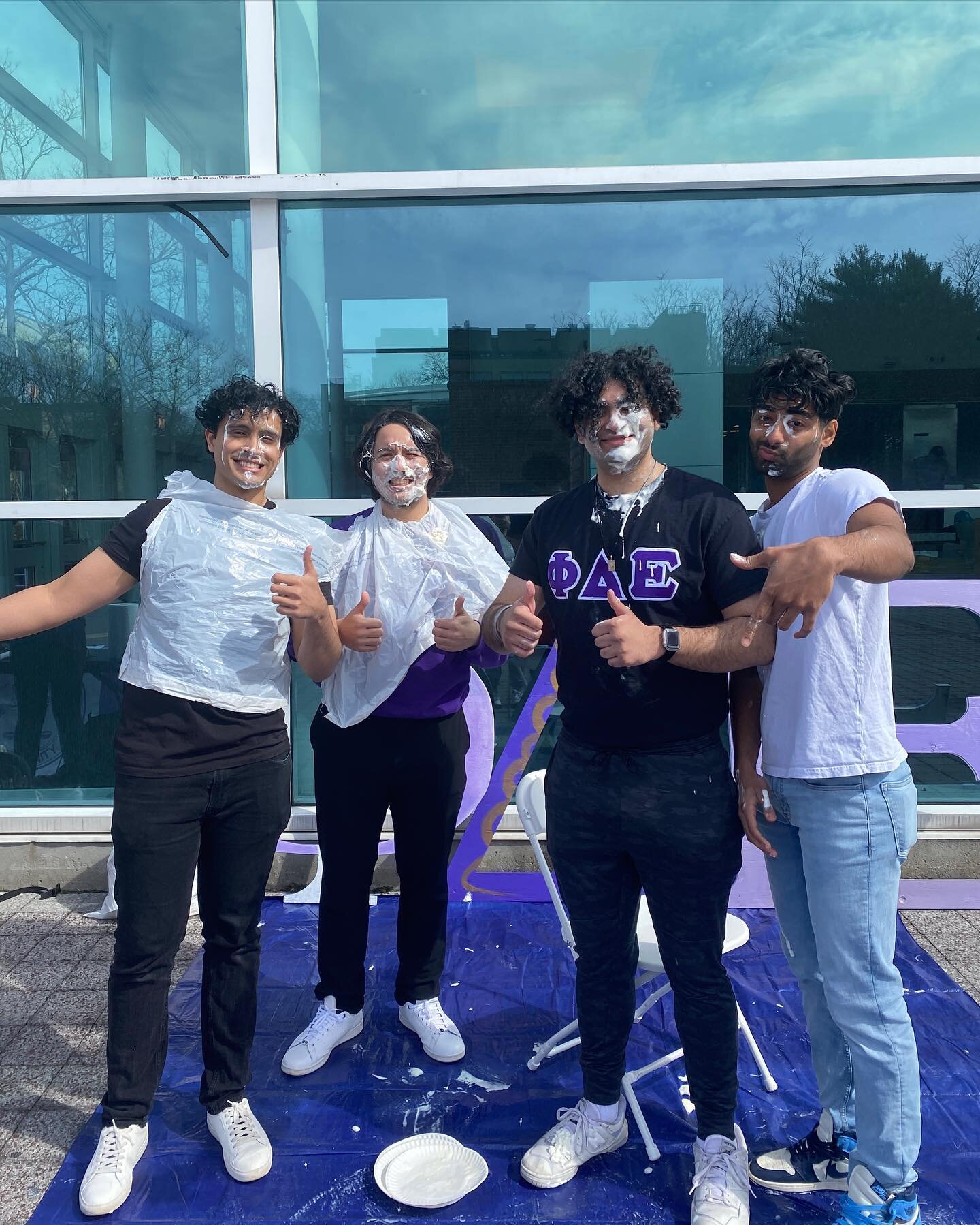 Thank you to everyone for coming out to Pie a Phi this past Friday! 💜

Quick recap of the best pies 🥧: 
Our S/RMO Natalie got pied by SBU&rsquo;s mascot Wolfie 🌊🐺❤️ (slide 2)
Our President Akaash got pied by the former president and other active 