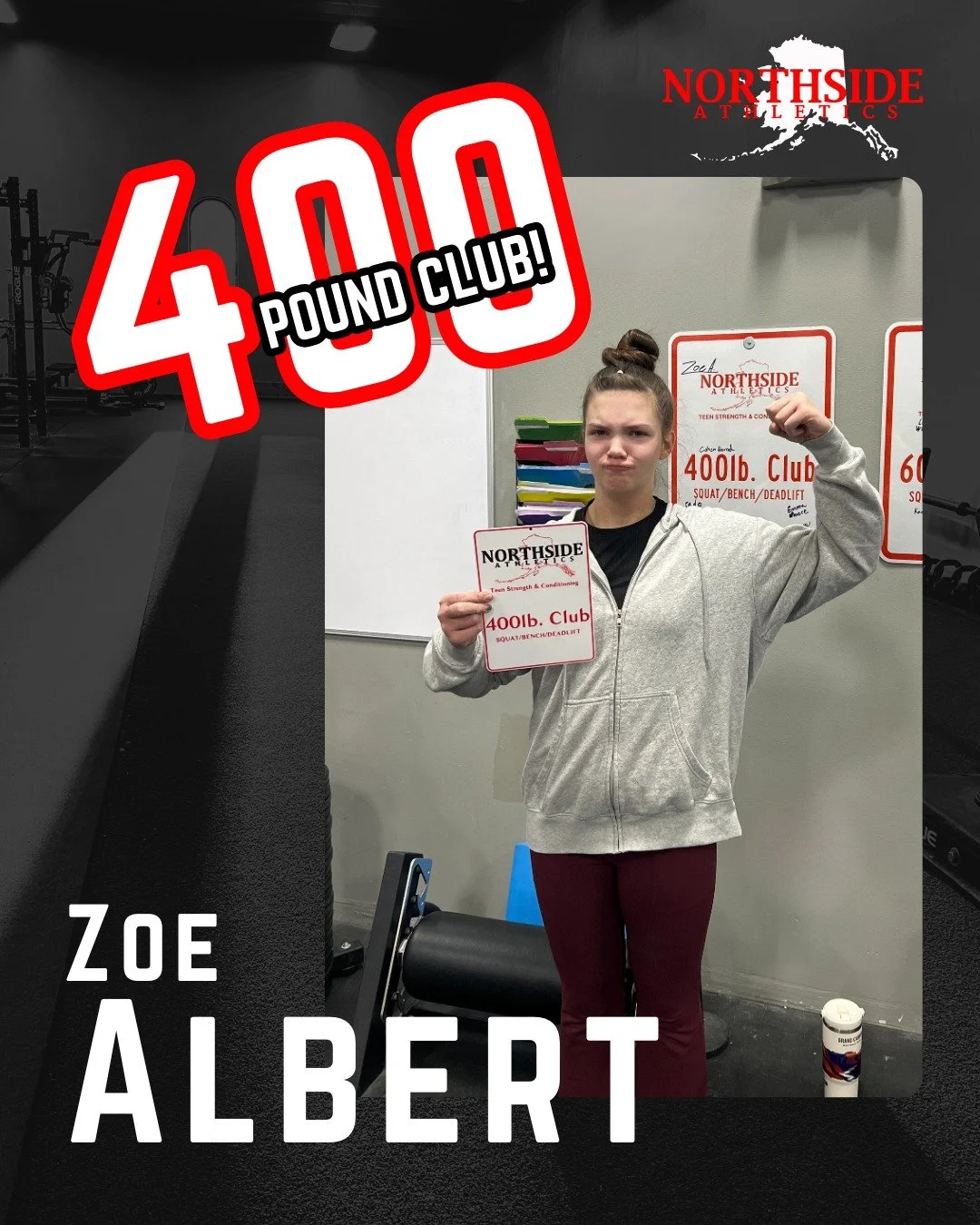 Zoe just hit the 400-Pound Club, combining squat, bench, and deadlift for an impressive total!

Zoe has been in our Teen Strength &amp; Conditioning Program  since January 2025 and the work is paying off.

Proud of you Zoe!

Standards raised. Who&rsq