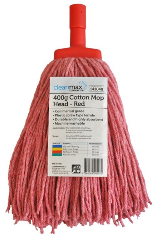 CLEANMAX CONTRACTOR RED 400G COTTON MOP HEAD