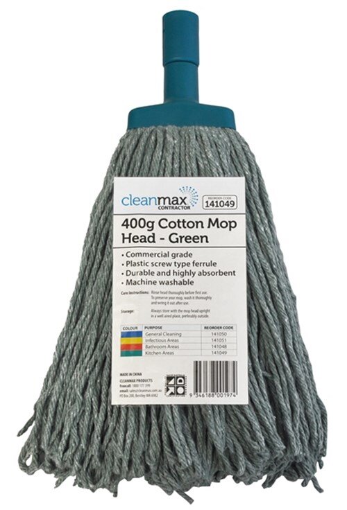 CLEANMAX CONTRACTOR GREEN 400G COTTON MOP HEAD
