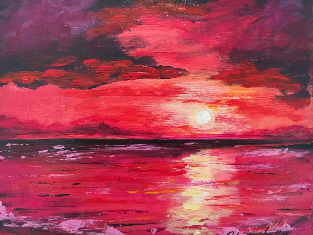 Red Sunset Acrylic on 8x10 Canvas 2019 — Robert Griffith Art