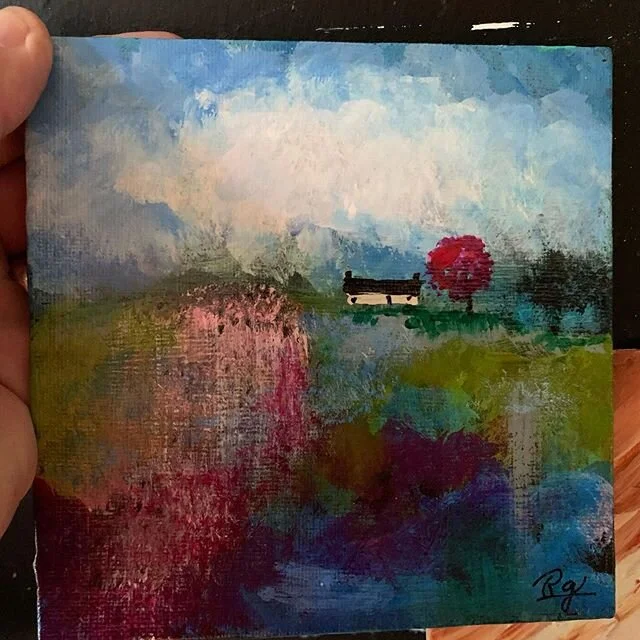 &ldquo;Goodbye the Day&rdquo;. Day 7 of Parade of Smalls, acrylic on 6x6 inch. Celebrate life and love!