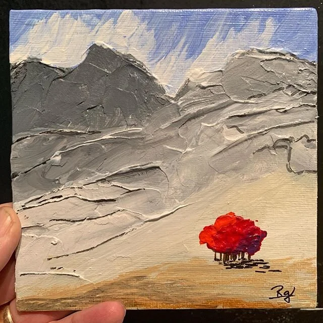 &ldquo;Small Red Grove&rdquo;. Day 9 parade of smalls, 6x6 inch acrylic and modeling paste. Sometimes art is a statement, a poem, a reflection, a thought. In this case it is just having fun with some modeling paste and color. Enjoy your day!