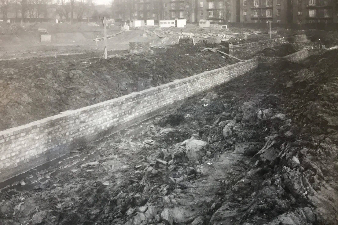 The lido site during construction