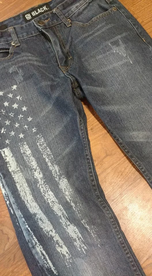 Men's Jeans Black Brand Flag Jeans