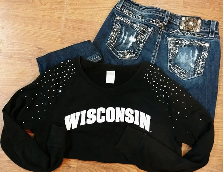 Miss Me Jeans &amp; Wisconsin PINK Sweatshirt