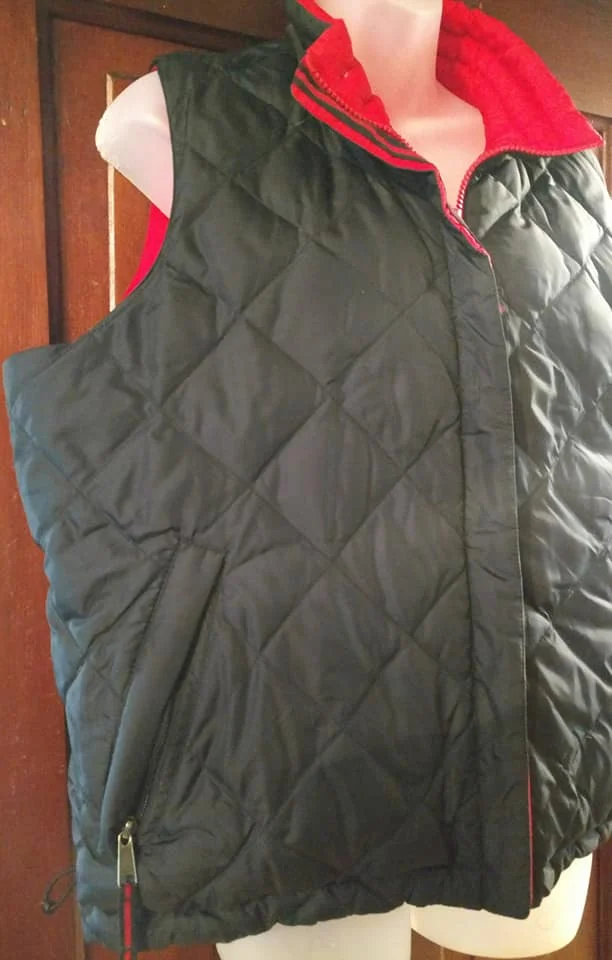 Black &amp; Red Reversible Puffer Vest 