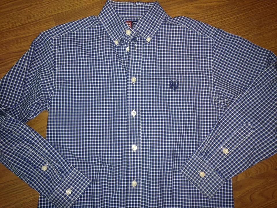 Boy's Chaps Blue Plaid Dress Shirt