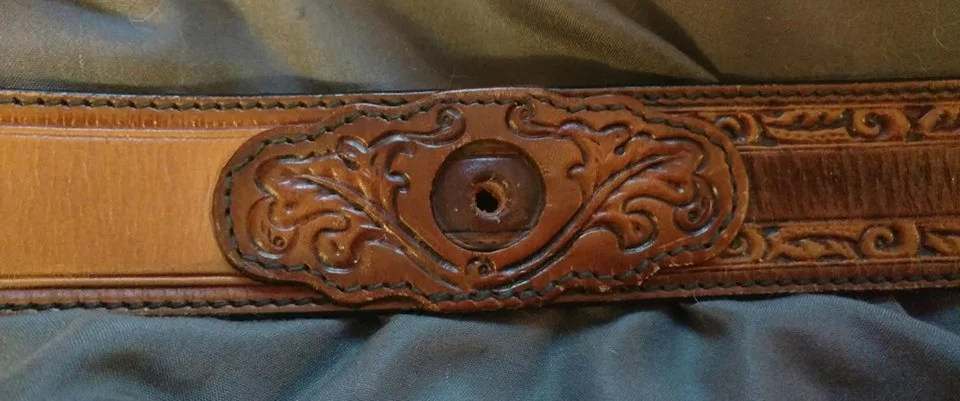 Vintage Larry Mahan Hand Tooled Brown Leather Belt