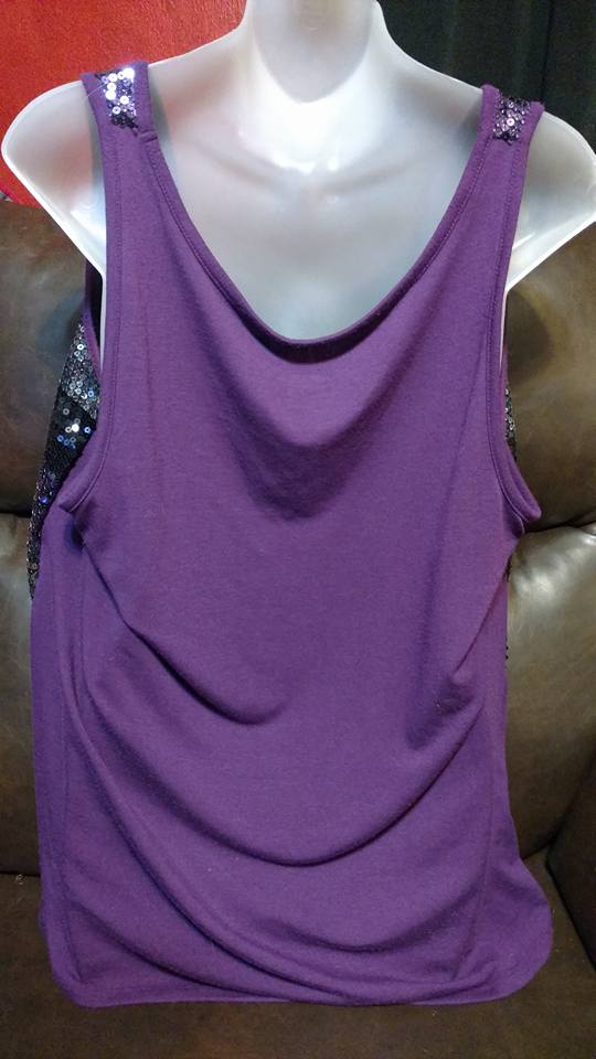 Lane Bryant Purple &amp; Black Sequined Tank Top