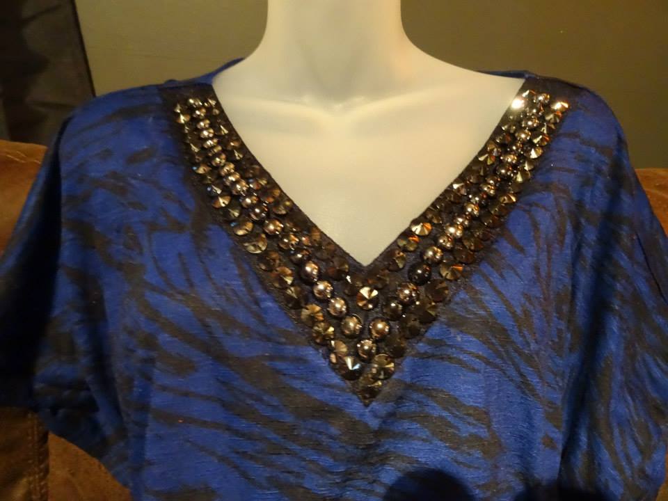 Animal Print Club Shirt with Black Gems