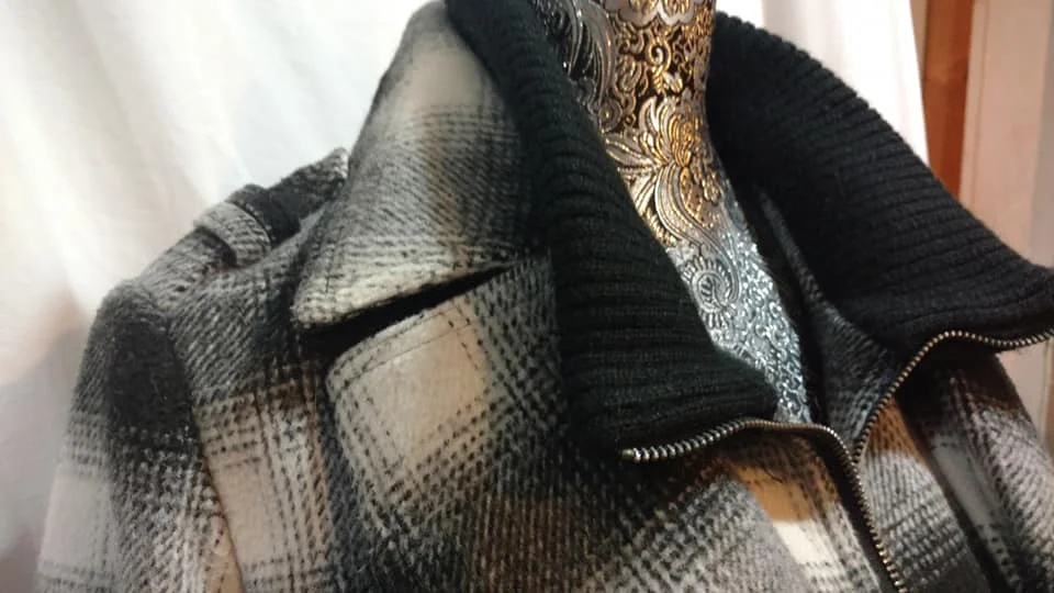 Lane Bryant Black &amp; White Plaid Wool Jacket Plus 14/16