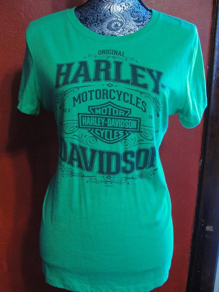 WOMEN'S GREEN HARLEY DAVIDSON T-SHIRT