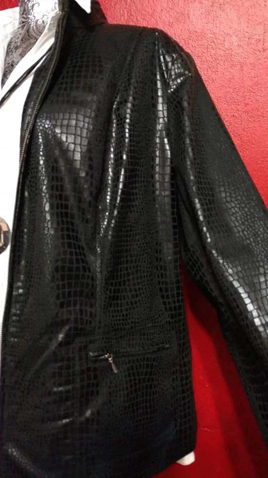 Faux Snakeskin Leather Jacket
