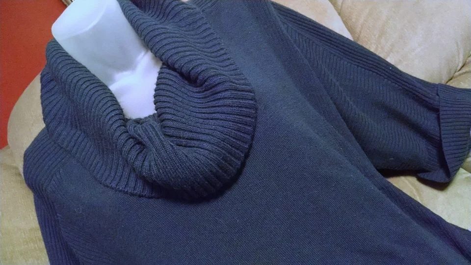 Blue Cowl Neck Sweater 1X
