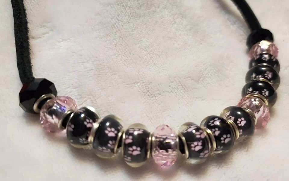 Paw Print Necklace - Pink &amp; Black