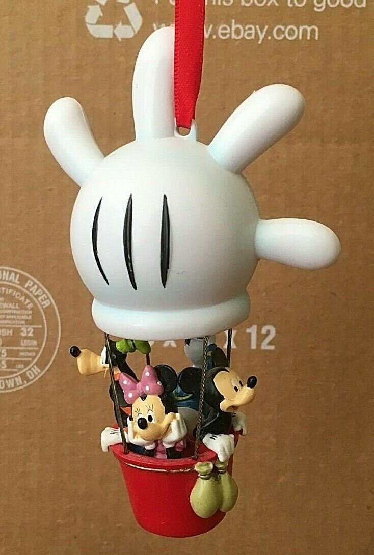 Disney Mickey Mouse Minnie &amp; Goofy in Hot Air Balloon Sketchbook Ornament