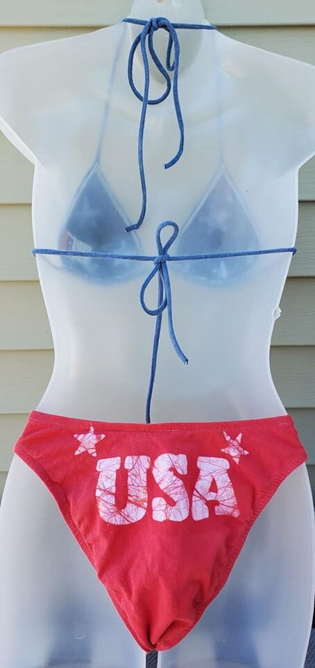 USA Flag Tie Dye String Bikini - Small