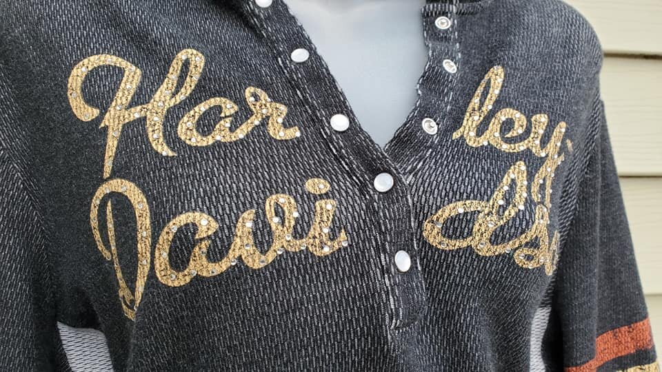 Harley Davison Bling Hooded Shirt 1W