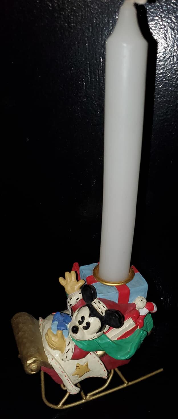 Midwest Of Cannon Falls Disney Santa Mickey Sleigh Candlestick Holder