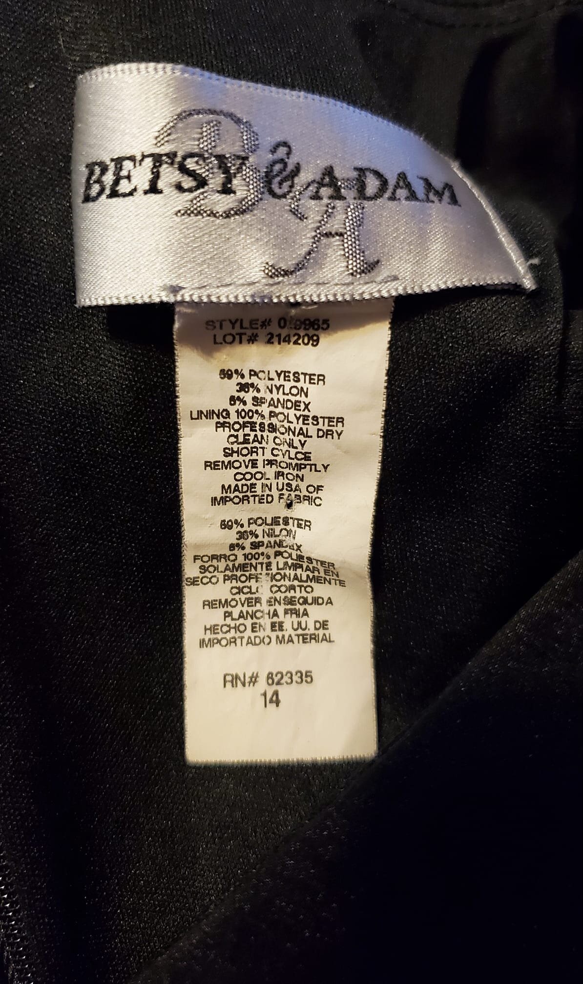 Betsy &amp; Adam Brand Black Stretch Dress - Size 14