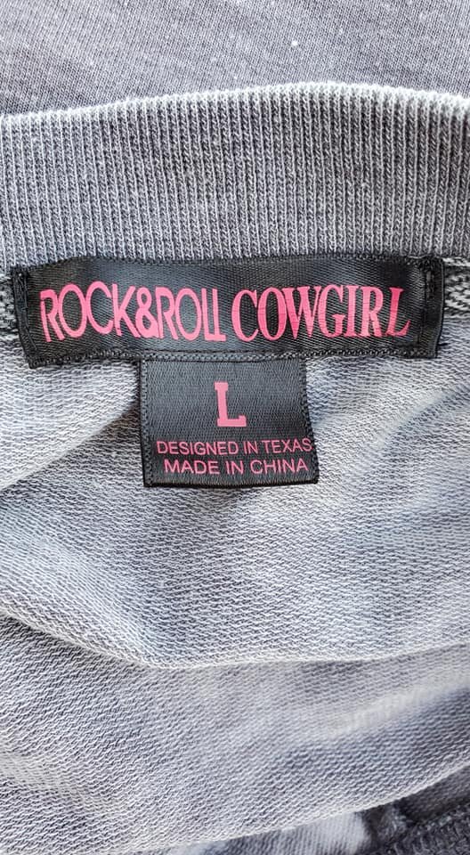 Rock &amp; Roll Cowgirl Burnout Bling Sweatshirt