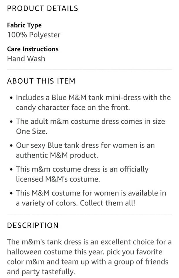 M&M's costume tank dress adult one size fits most sizes 4-10 