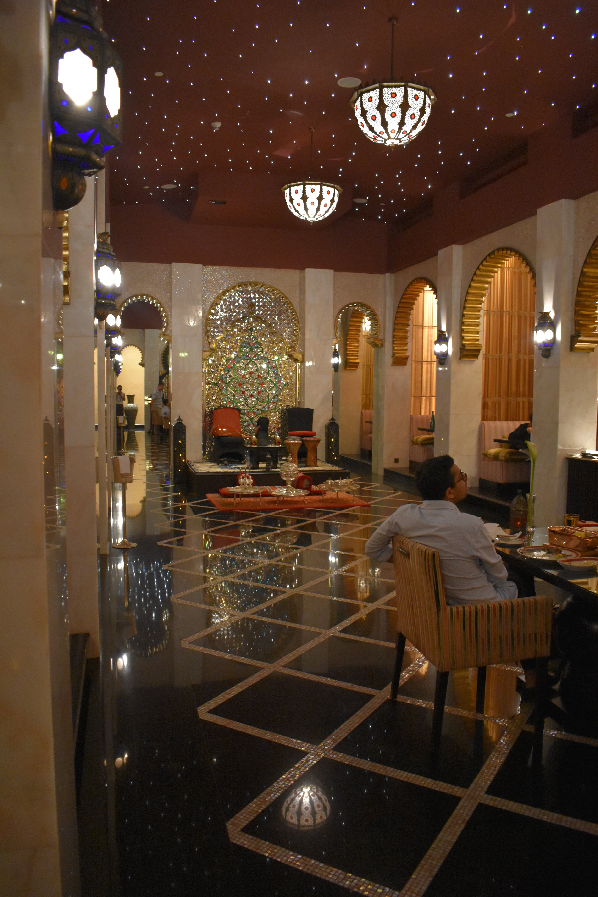  Morrocan Restaurant at Shangri La Resort (for the entire time we were eating there were men playing music on the stage, then when we were leaving they went on a break so I couldn’t get a picture with them in it) 