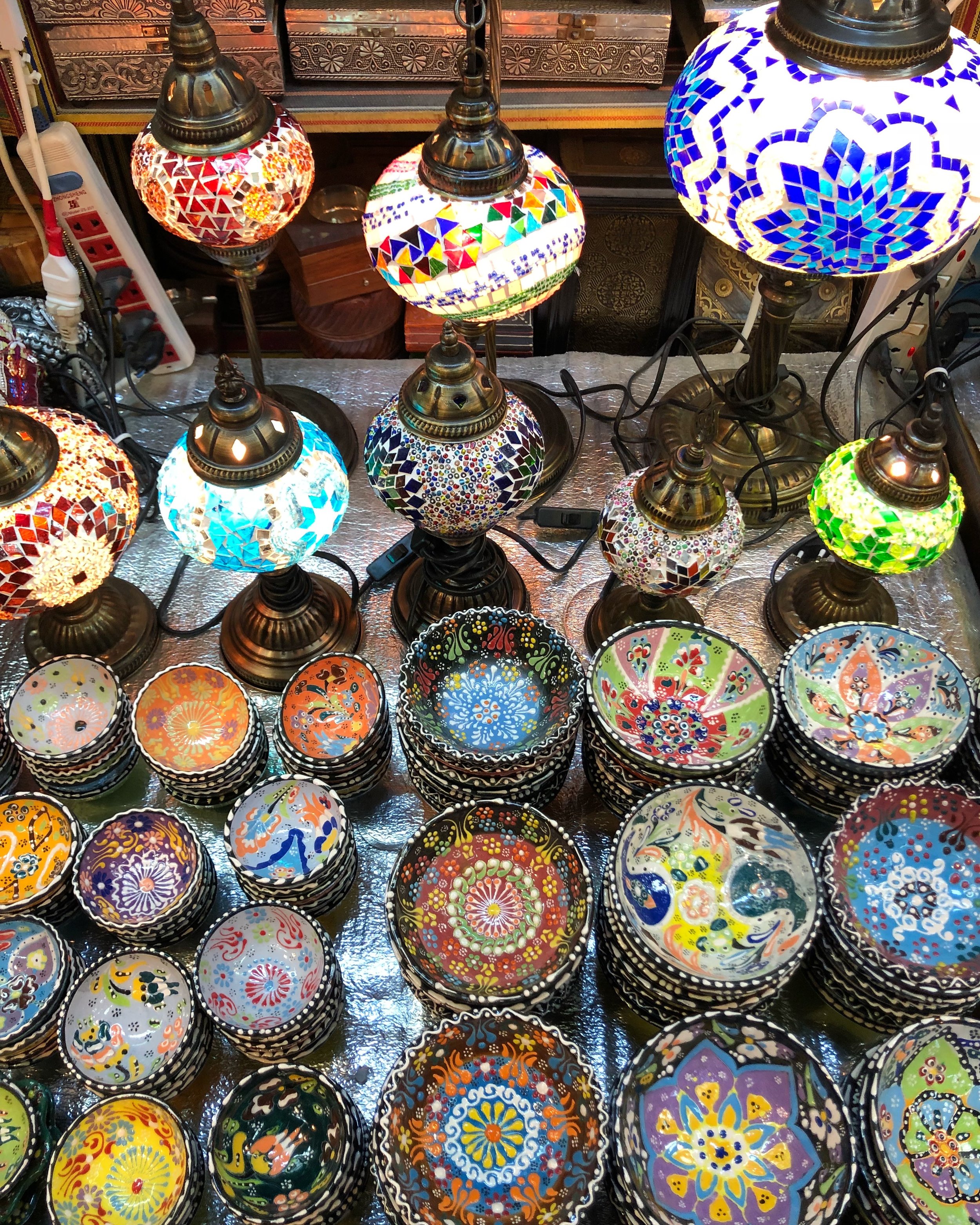  Turkish pottery and beautiful lamps found at the souq 