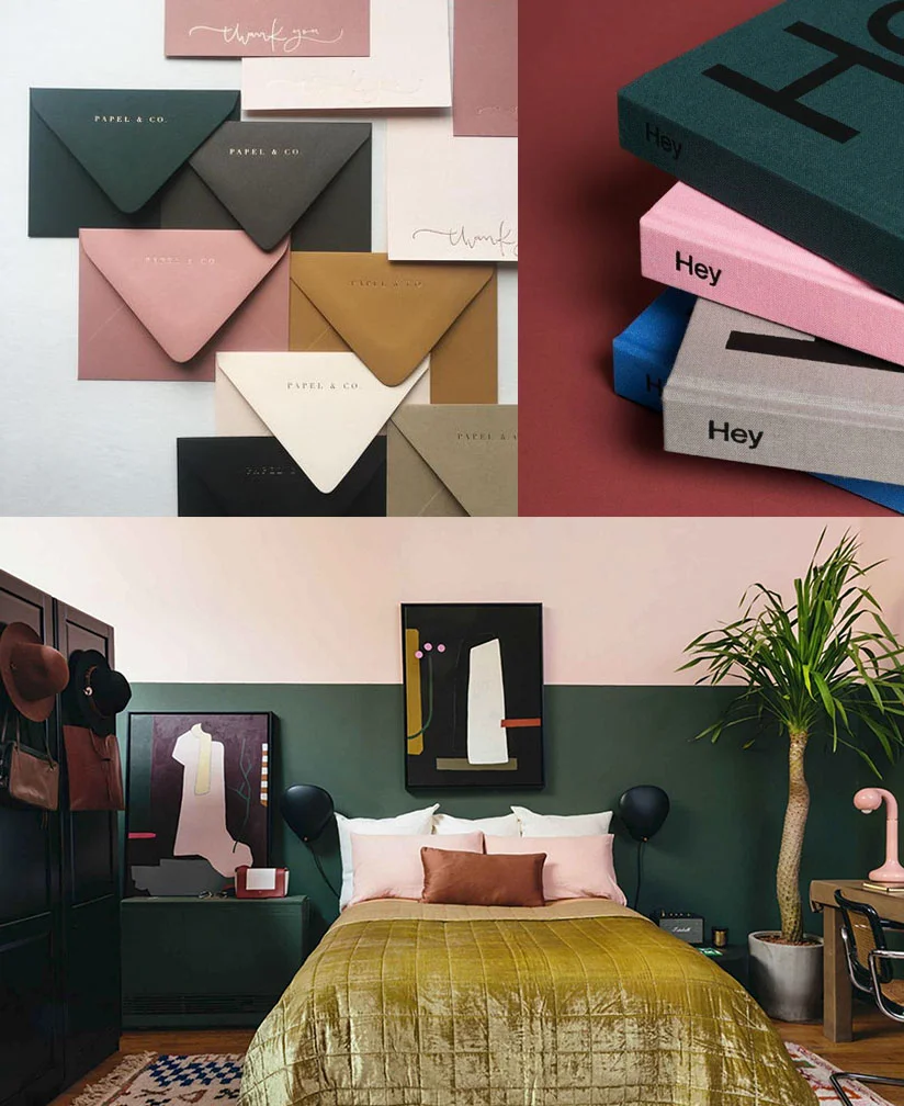 envelopes via Papel & Co . books via The-Book-Design . room via Styled by Emily Henderson