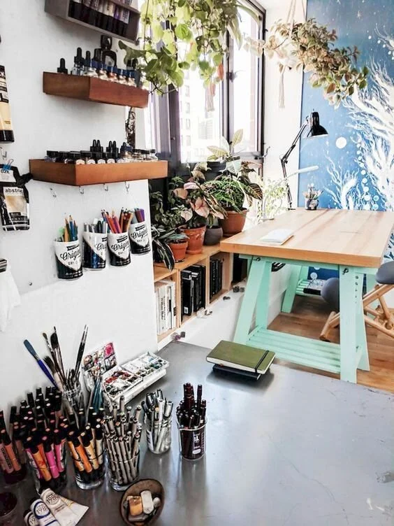 art studios full of color + plants