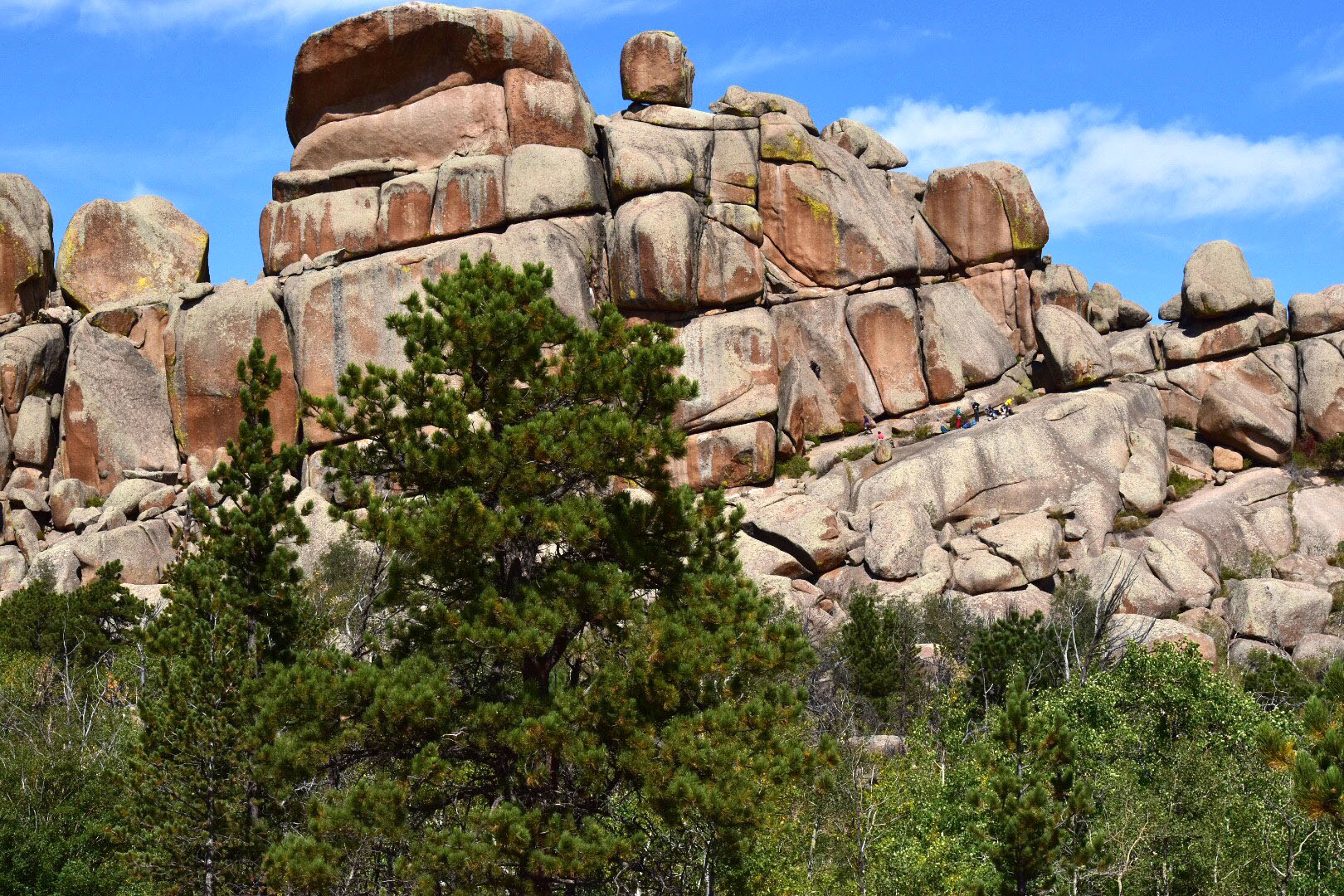  I took this picture and noticed something on the rocks, so I threw my zoom lens on and realized it was rock climbers.  