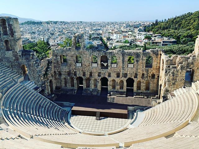 Herodes built this theatre for his wife . #herodes #athens #greece #historicalplace #ancient #greekhistory #travel #placestosee #odeon #architecture #architecturephotography #theatre