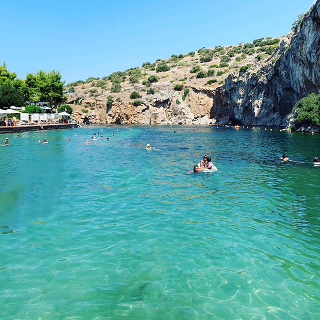 Our final day in Athens and we found a beautiful salt water lake to relax after a long trip. #vouliagmenilake #athens #greece #greek #travel #lake #swimming #beautifuldestinations #saltwater #paradise #bluewaters #goexplore #relax