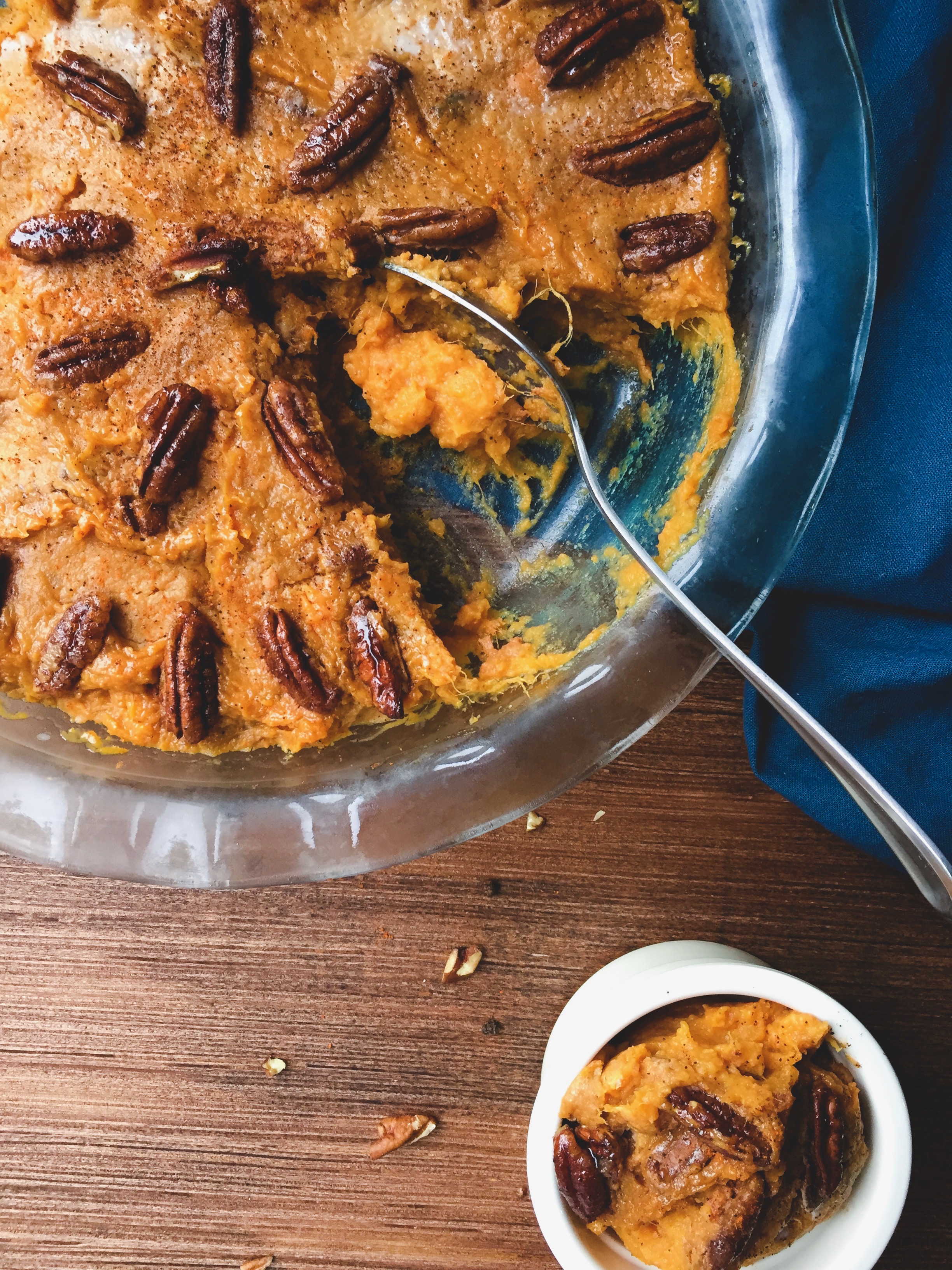 Sweet and Spicy Sweet Potato Casserole with Candied Pecans