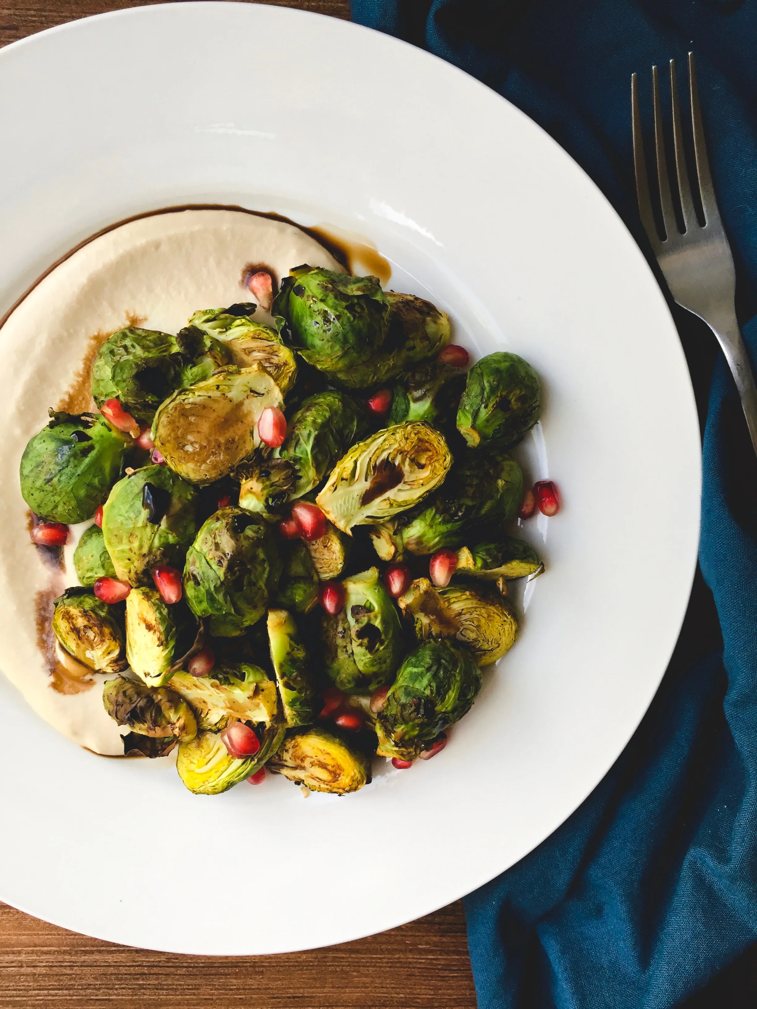 Balsamic Brussels Sprouts with Smoked White Bean Spread