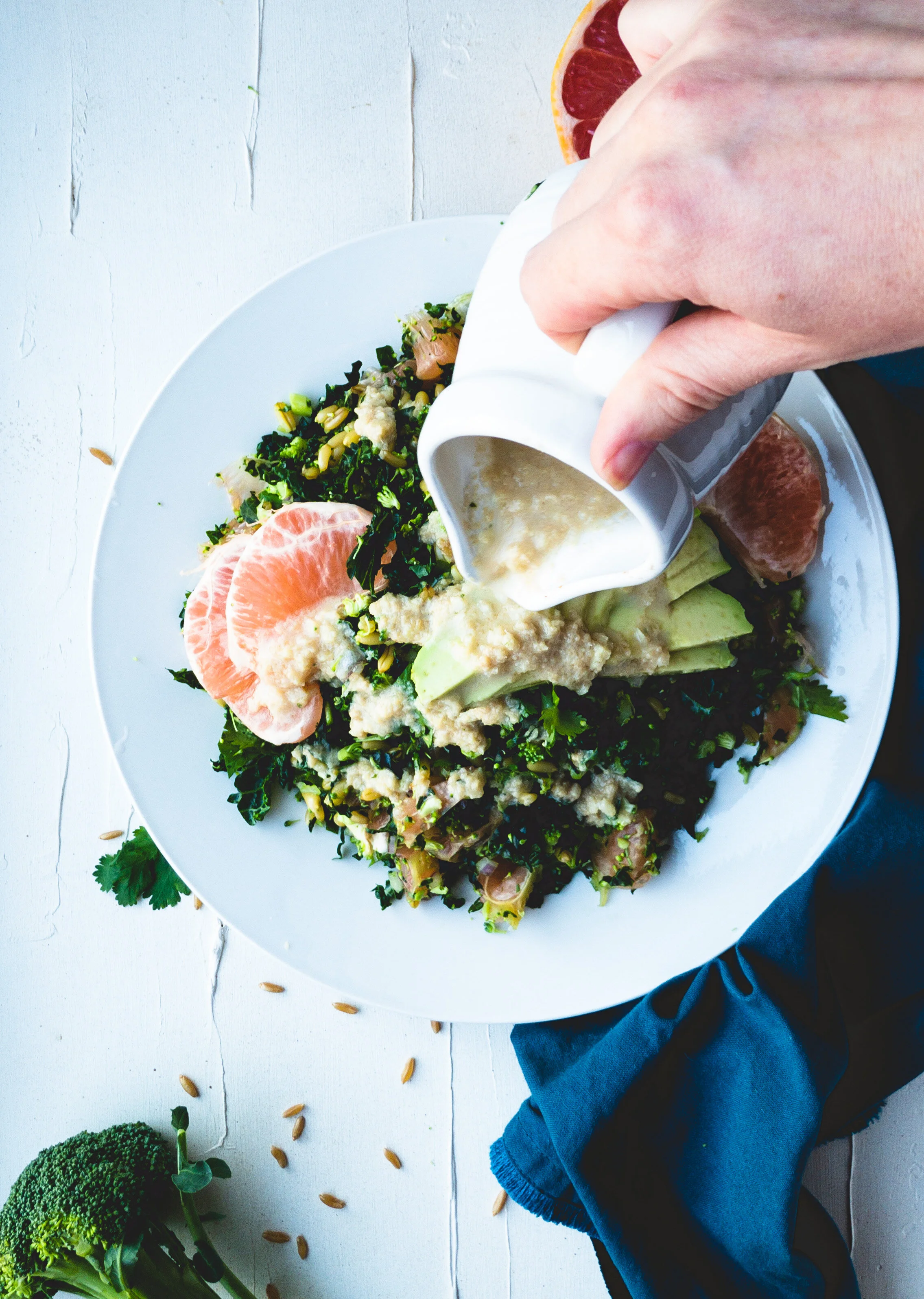 Grapefruit and Grain Salad with Tahini Ginger Dressing
