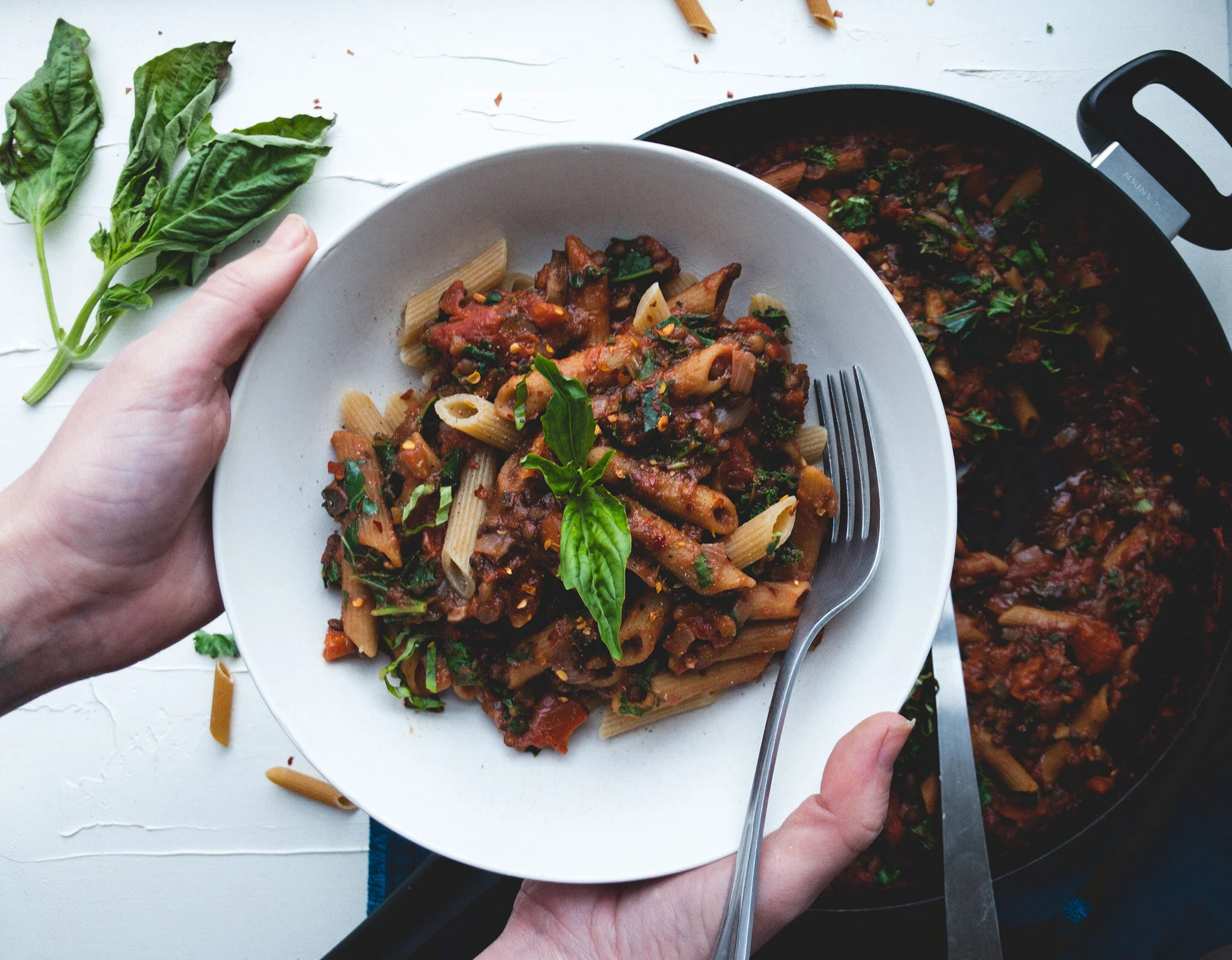 easy mushroom lentil bolognese