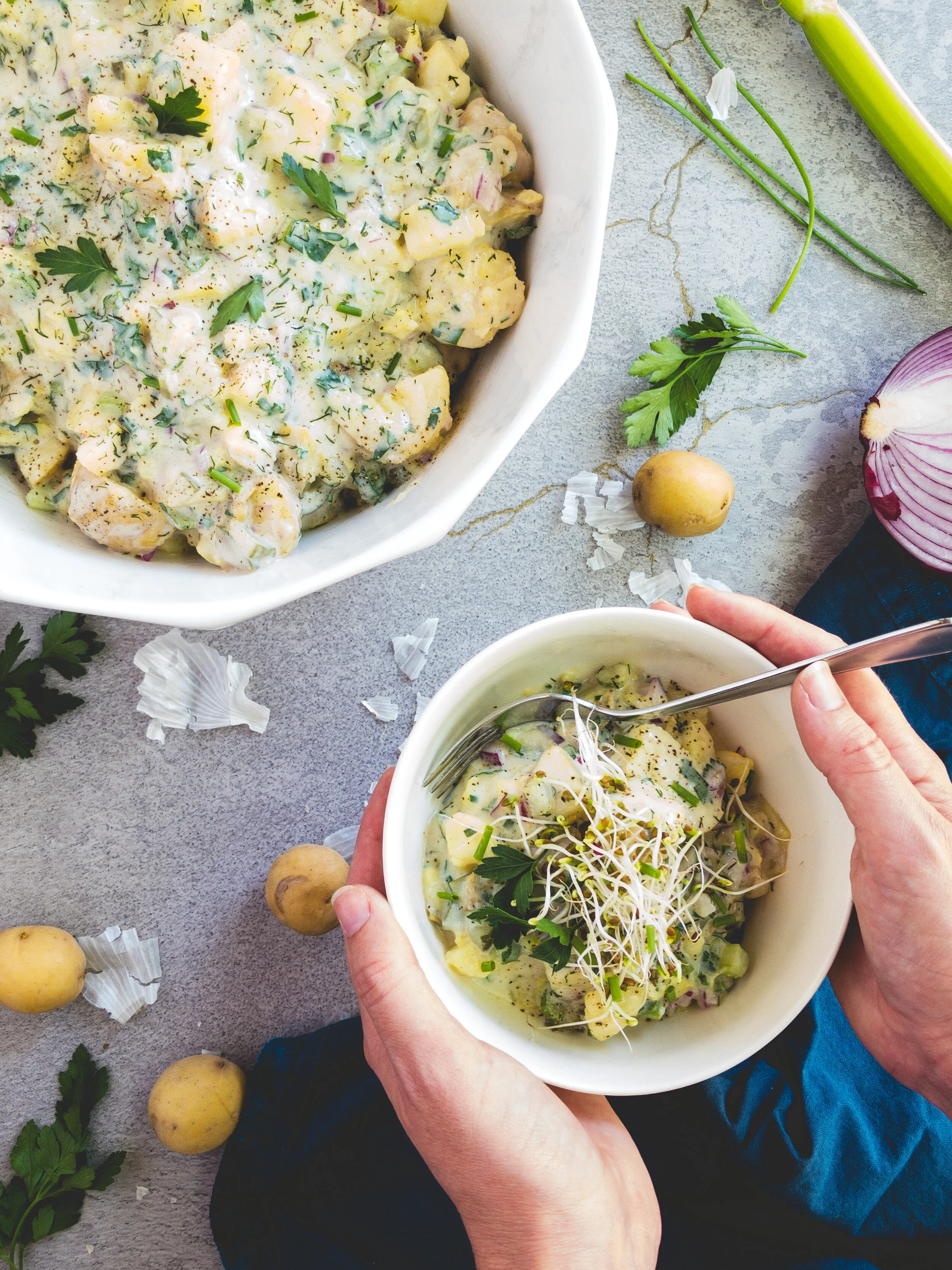 Old-Fashioned Potato Salad (Oil-free, Low-Fat, Added Sugar-free)