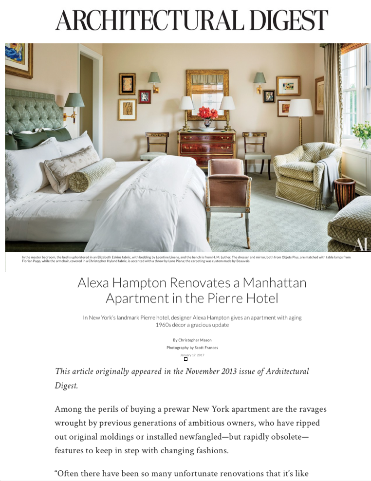 Alexa Hampton Renovates a Manhattan Apartment in the Pierre Hotel