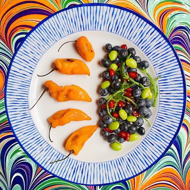 Saut&eacute;ed habanadas (habaneros flavor without the heat) with samphire salad 🥗 #christo4masonfood #bizarreobsessionwithorange🍊 #christo4masonphotography📸 #foodporn #forkyeah #food #foodie #instafood #foodstagram #foodstyling #healthy #deliciou