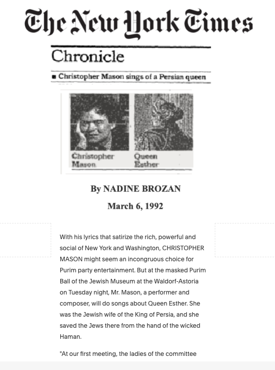 Christopher Mason Sings of a Persian Queen