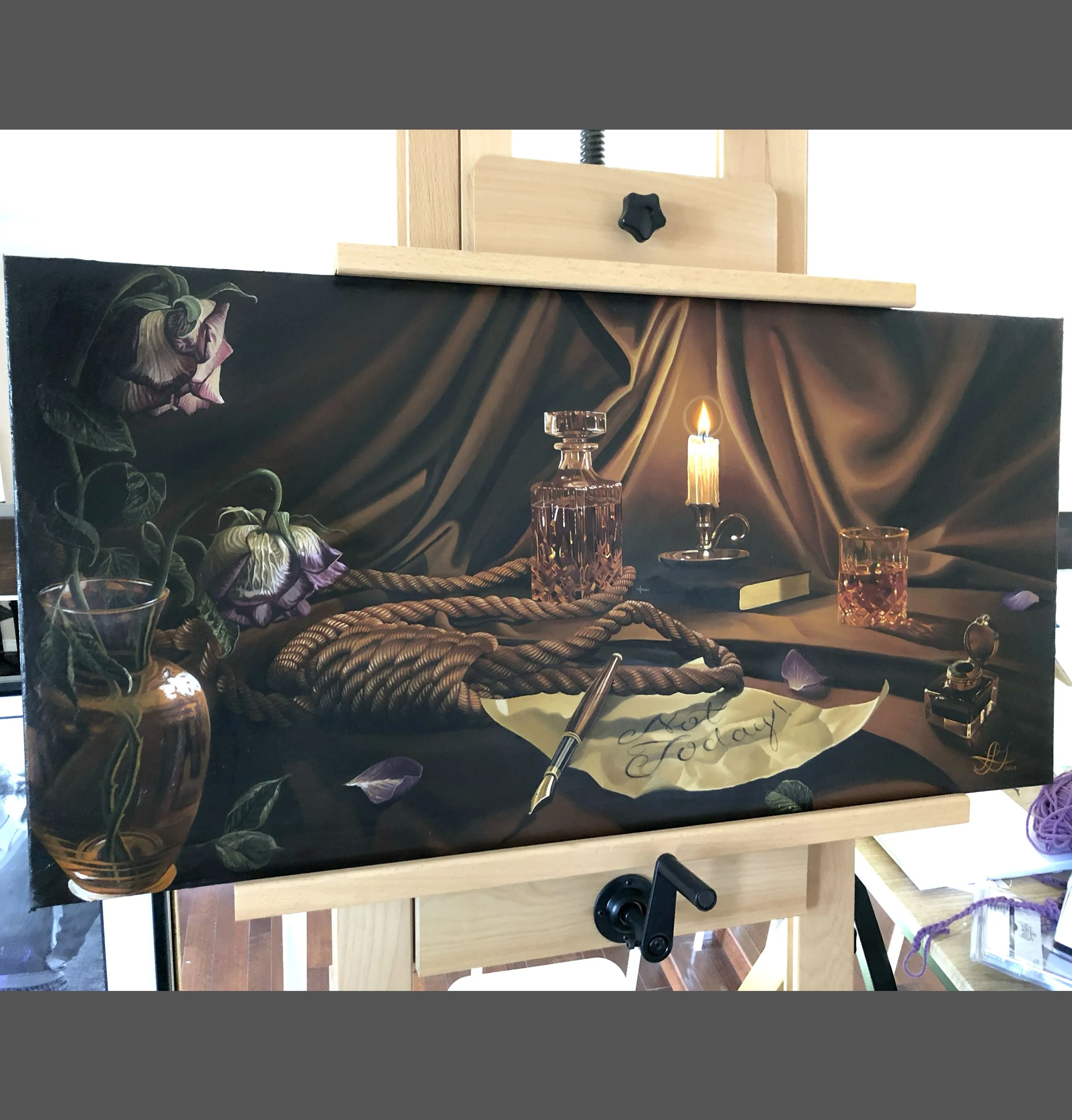 "Still Life Inside" original oil painting on canvas