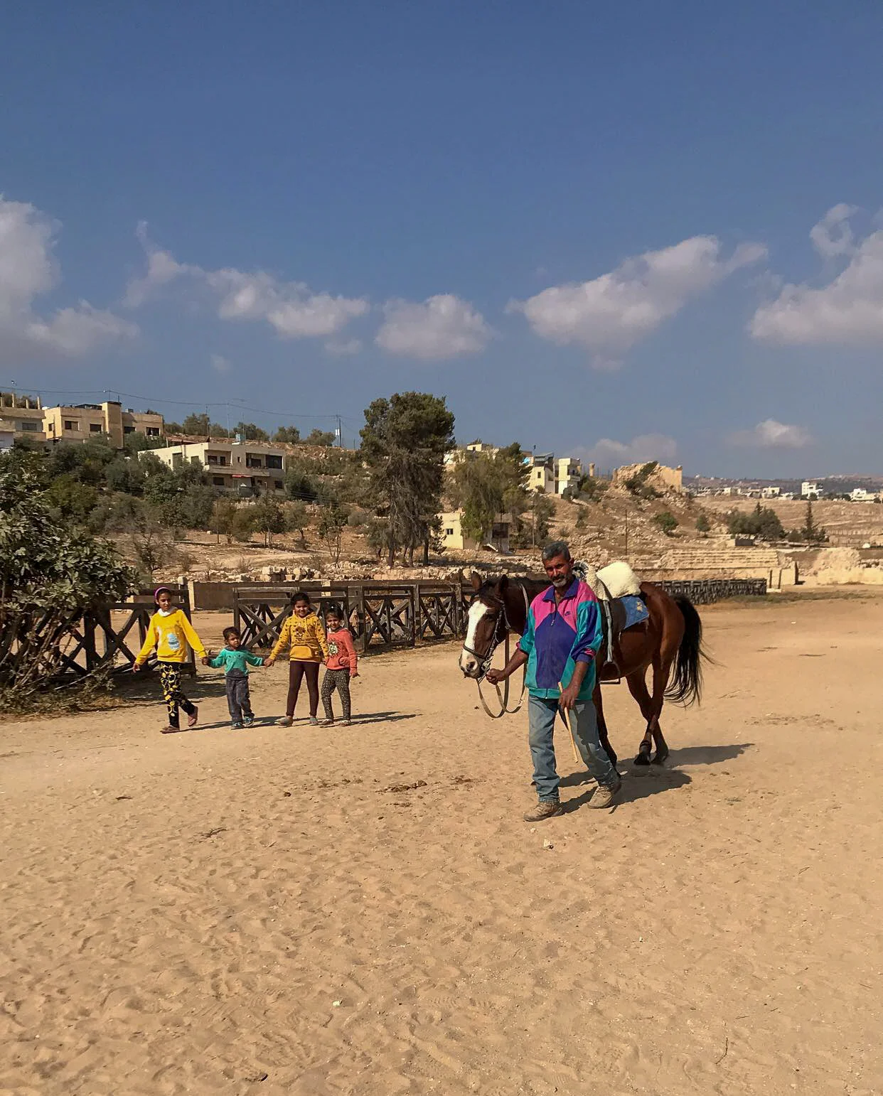 &nbsp;A local Jordanian man with his daughters and horse.&nbsp;